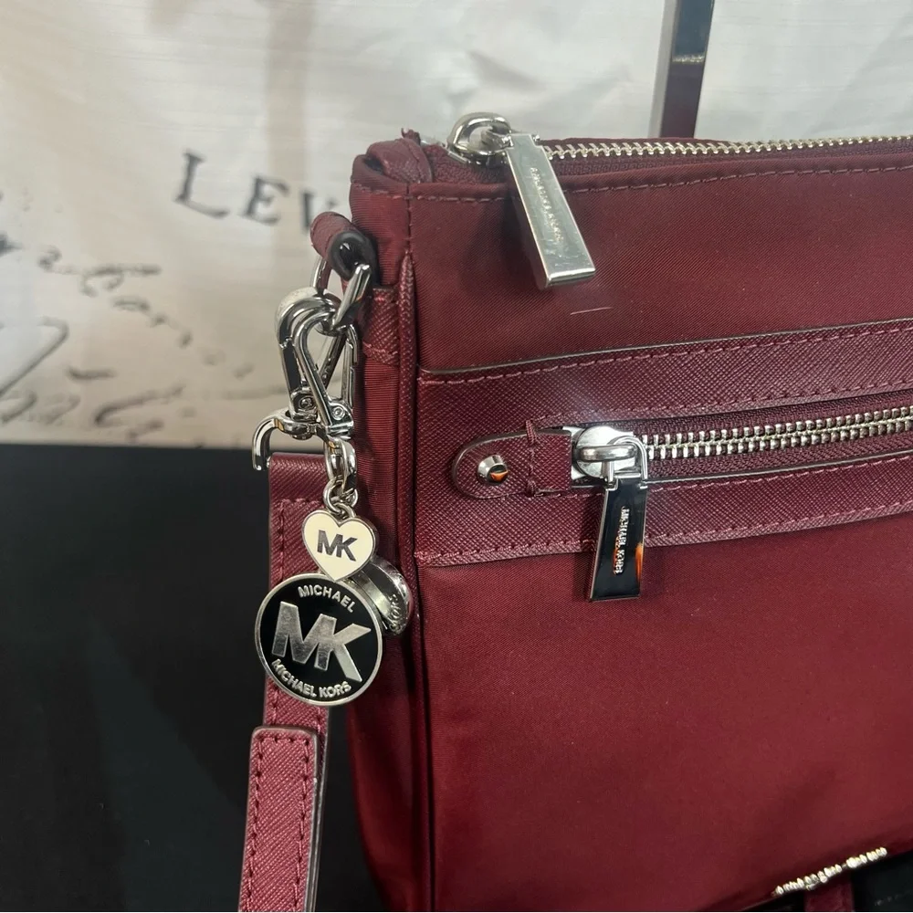 Michael Kors' Jet Set Charm Large Flat Burgundy Crossbody/Shoulder Bag/Purse